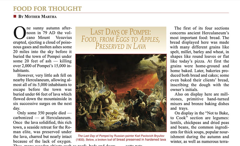 Last Days of Pompei: food, from eggs to apples, preserved in lava